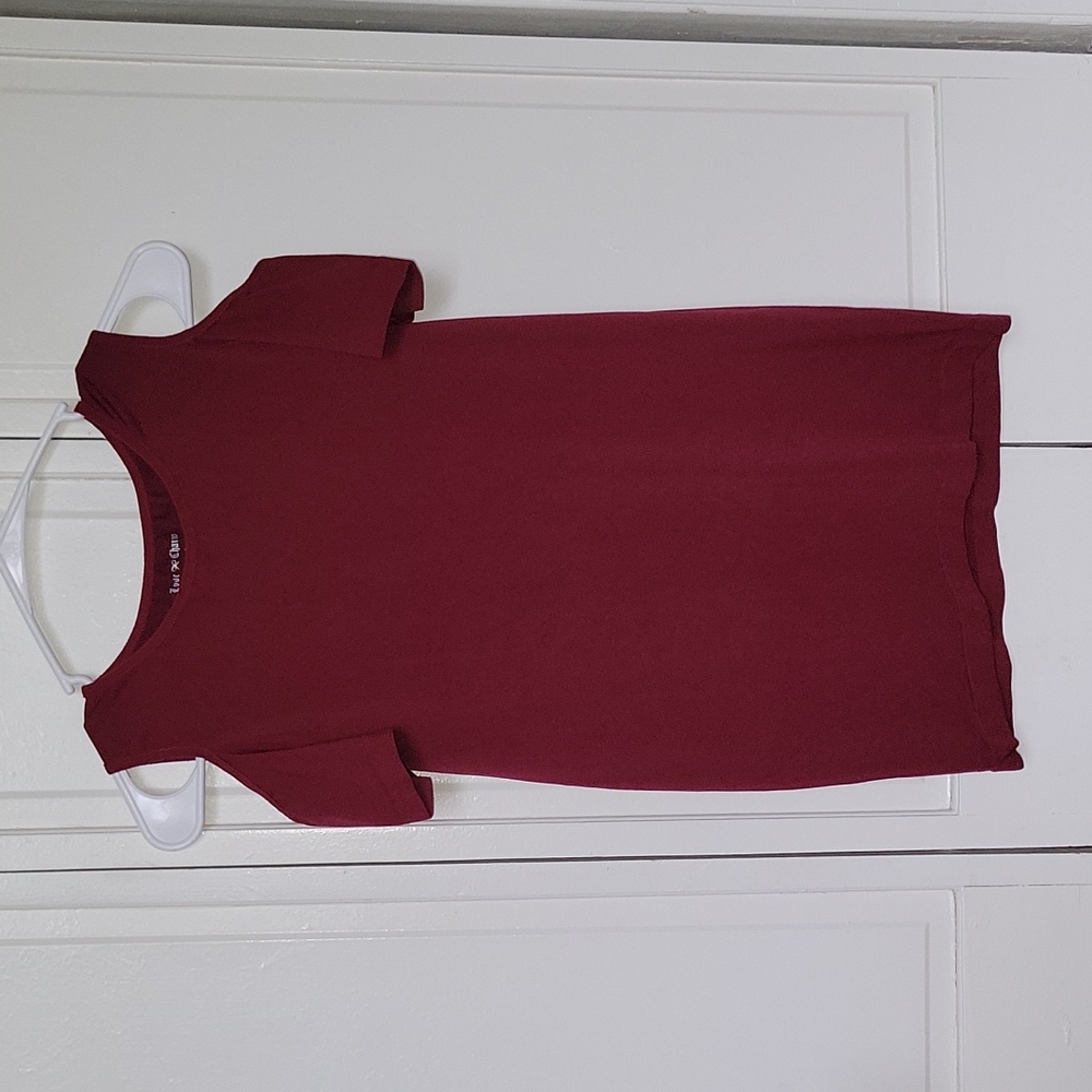 Red off the shoulder t-shirt